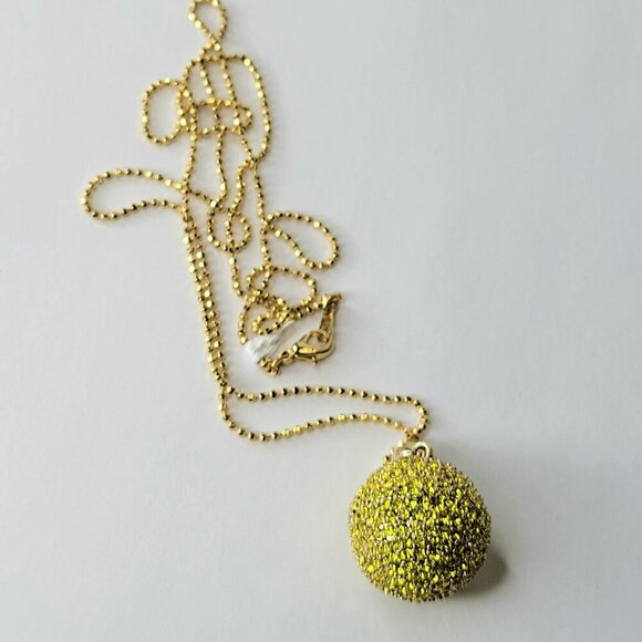 Yellow Glitter Ball Pendant Necklace - Picture 2 of 8